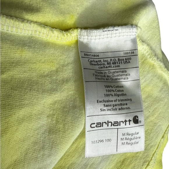Carhartt Yellow Tie-Dye Shirt Size Medium - Picture 4 of 7